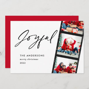 Mínimo moderno 2 Foto alegre Natal vermelho