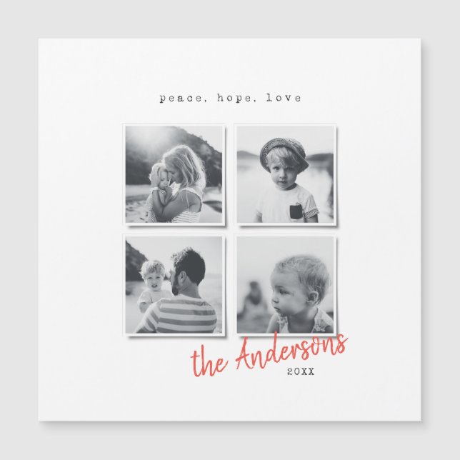 Mínimo moderno cartão de imã para fotos de Natal (Frente)