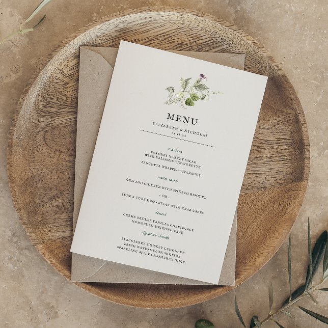 Mínimo Moderno | Primavera Greenery Wedding Menu (Criador carregado)