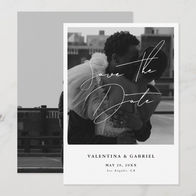 Mínimo Moderno Salvar o Convite de Data (Frente/Verso)