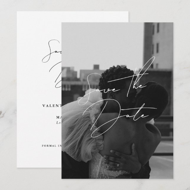 Mínimo Moderno Salvar o Convite de Data (Frente/Verso)