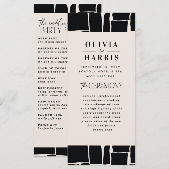 Mínimo ousado gráfico preto e branco moderno (Frente/Verso)