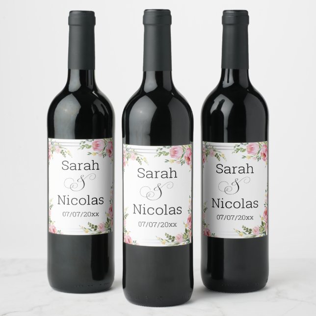 Mínimo personalizado do rótulo de vinho de casamen (Garrafas)