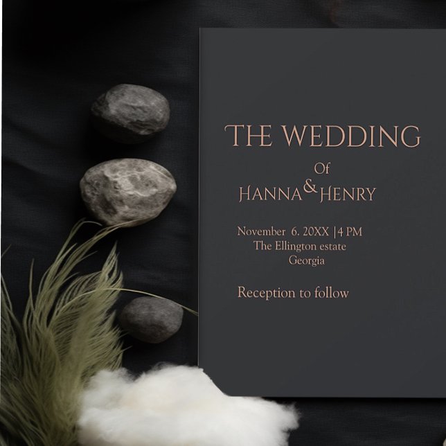 Mínimo rosa de ouro preto Convite moderno (Criador carregado)