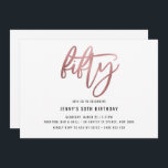 Mínimo Rosa Gold Foil 50º Convite de Aniversário<br><div class="desc">Este minimalista 50º convite de aniversário apresenta um texto 'cinquenta' de folha de ouro rosa que captura os olhos. Por favor, note que a folha de ouro rosa é apenas uma textura, não uma folha real. Para personalização mais avançada deste design, por exemplo, alteração do layout, da fonte ou do...</div>