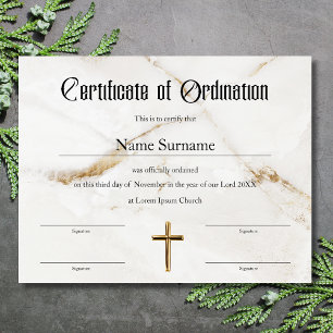 Ministério do Certificado de Ordenação da Igreja