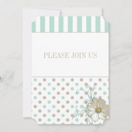 MINT BISQUE DOTS STRIPES Convite de casamento
