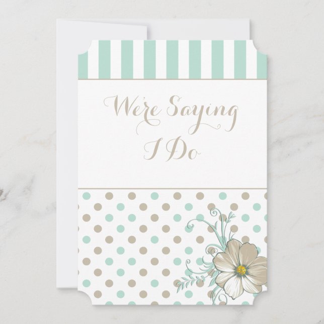 MINT BISQUE DOTS STRIPES Convite de casamento (Frente)