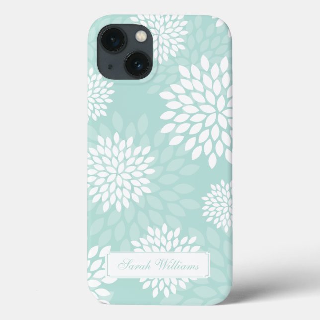 Mint Chrysanthemums Floral Patterno (Verso)