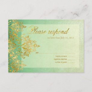 Mint & Dourado Gatsby Glitter Flourish RSVP