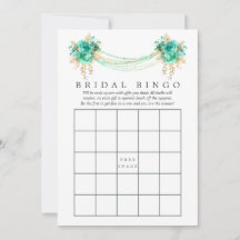 Mint e Dourada Floral Luzes Bridal Bingo