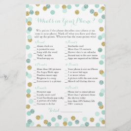 Mint e Dourado Glitter O que há no seu jogo telefô