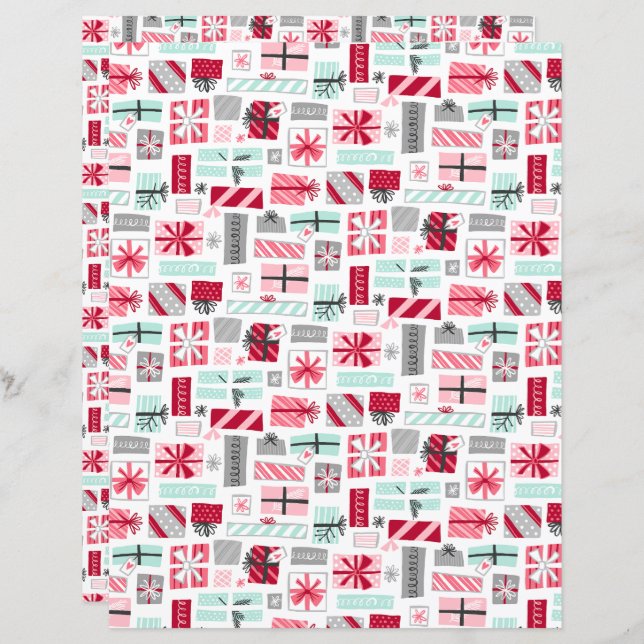 Mint e Red Christmas apresentam papel de manual (Frente/Verso)