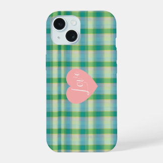 Mint Green and Blue Plaid Phone Case