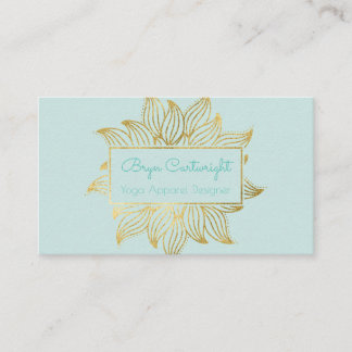 Mint Green Dourado Lotus Mandala Cartão de visita