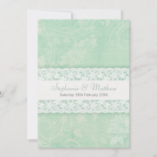 Mint Green e White Lace Convite para casamento
