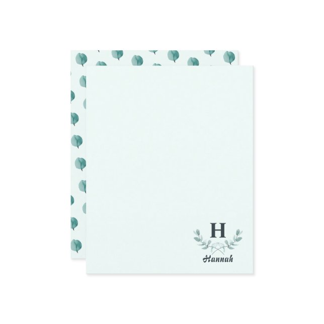 Mint Green Eucalyptus Branches - Letra Monograma (Frente/Verso In Situ)