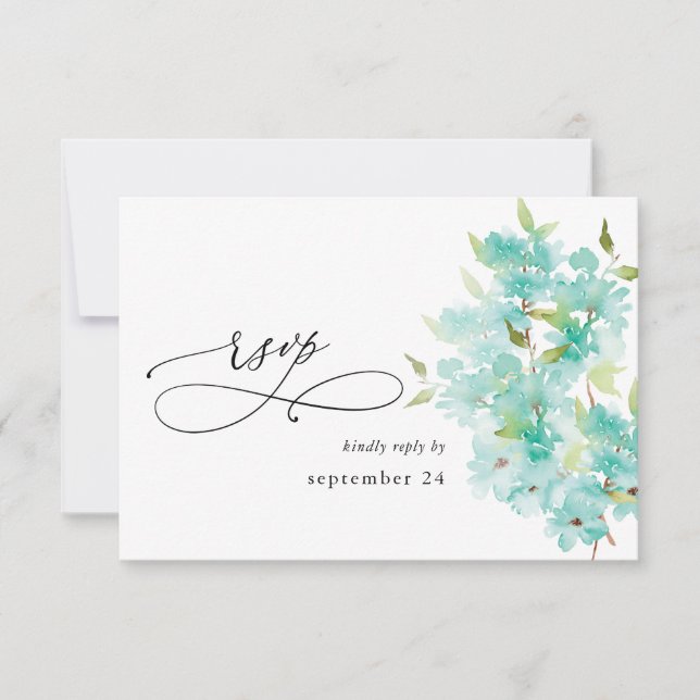 Mint Green Floral em White w Meal RSVP (Frente)