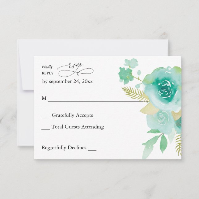 Mint Green Floral no Meal RSVP 2 (Frente)