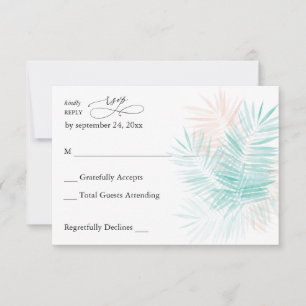 Mint Green & Pink Palm Leaf no Meal RSVP