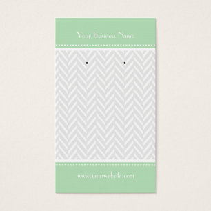 Mint Green White Cinza Herringbone Earrard Cards