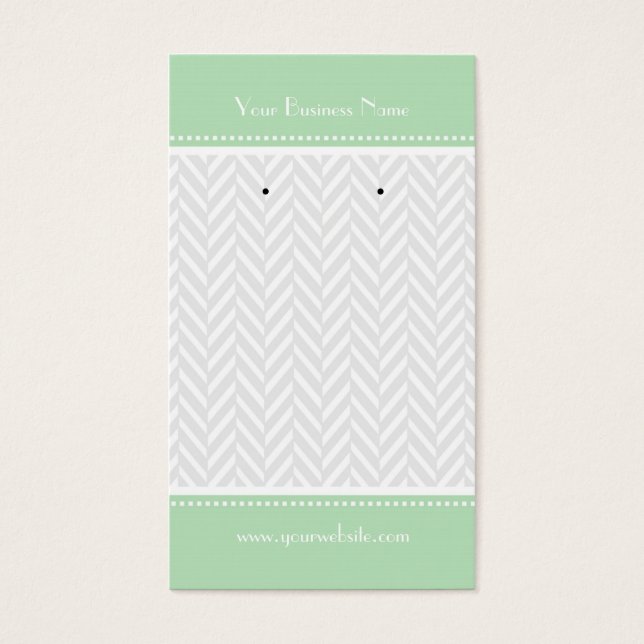 Mint Green White Cinza Herringbone Earrard Cards (Frente)