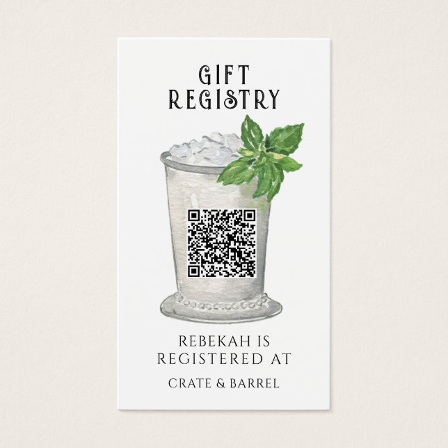 Mint Julep | Cartão de Registro de Presente de Cód (Frente)