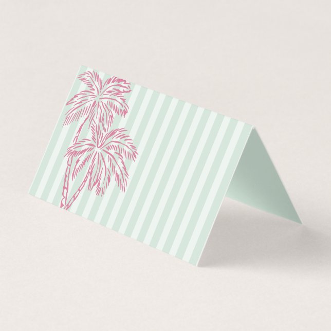 Mint Palm Primaveras Pastel Beach Party Place Card (Frente)