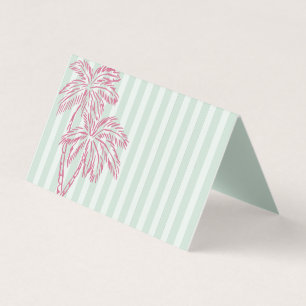 Mint Palm Primaveras Pastel Beach Party Place Card