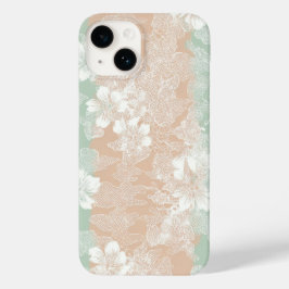 Mint Peach Floral Pastel Lace