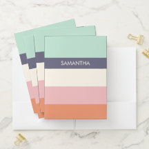Mint Peach Modern Color Blocks Stripes Personaliza