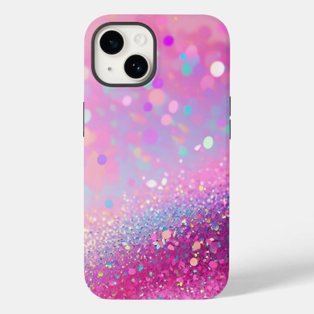 Minúscula Holográfica Rosa Glitter iPhone Mate Tou (Verso)