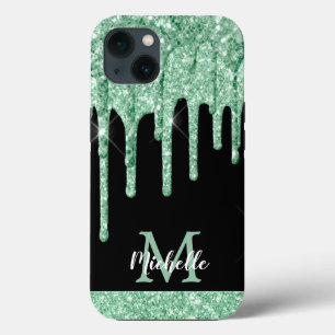 Minúscula Moderna Glitter Verde Gota Monograma Ca