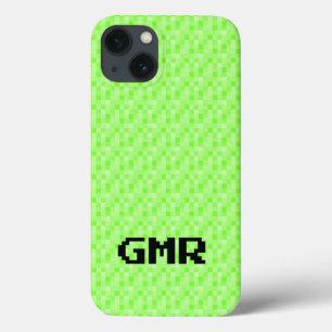 Minúscula padrão de pixel verde neon iPhone 13 Cas