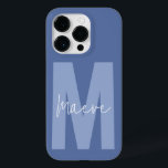 Minúscula tipografia moderna, monograma, azul empo<br><div class="desc">Moderno mínimo de tipografia monograma azul empoeirado e branco elegante simples design de capa de telefone personalizado único e único.</div>