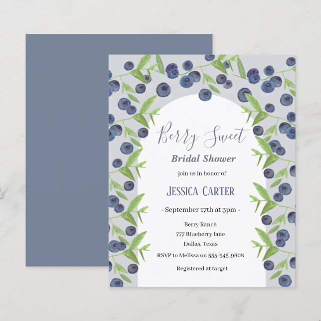 Mirtilos Fruta de Mirtilo Chá de Bebê Revelação  (Frente/Verso)