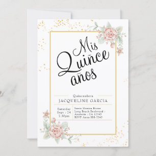 Mis Quince Anos Pink Quinceañera Convite Floral