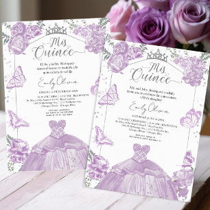 Mis Quince Convite Lavanda Bilíngue