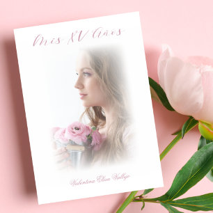 Mis XV Años, espanhol minimalista, foto a rosa