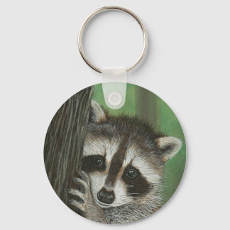 MisHead Raccoon em uma chaveiro de árvore