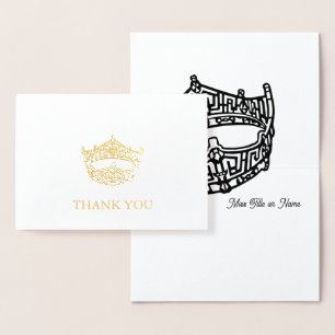 Miss América Crown Gold Foil Cartões de agradecime