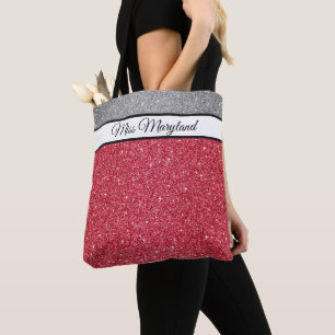 Miss América EUA Pageant Faux Glitter Tote Bag