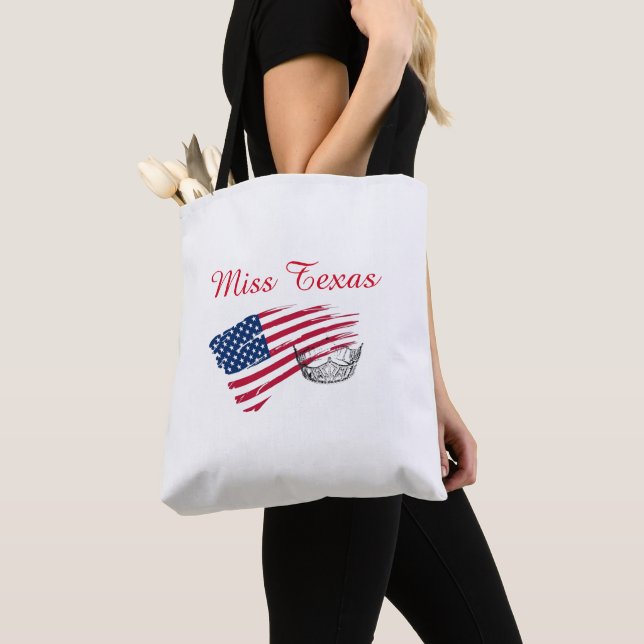 Miss America Silver Crown Tote Bag-Large Bandeira  (Close Up)