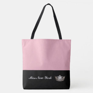Miss América Silver Crown Tote Bag-Large Pink