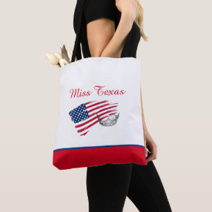 Miss América Silver Crown Tote Bag-Medium EUA Flag