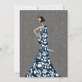 Miss Dita Valentina Azul Branco Floral Cartão de A