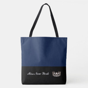 Miss Estado EUA Silver Crown Tote Bag-Large Marinh