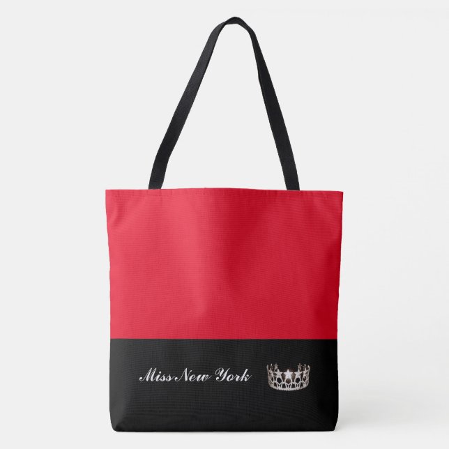 Miss EUA Estado Silver Crown Tote Bag-Large Red (Frente)