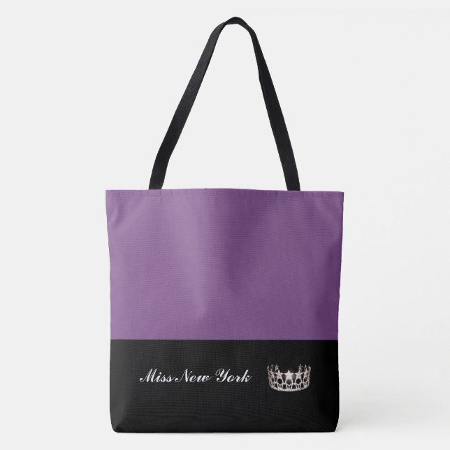 Miss EUA Estado Silver Crown Tote Bag-Large Roxo (Frente)