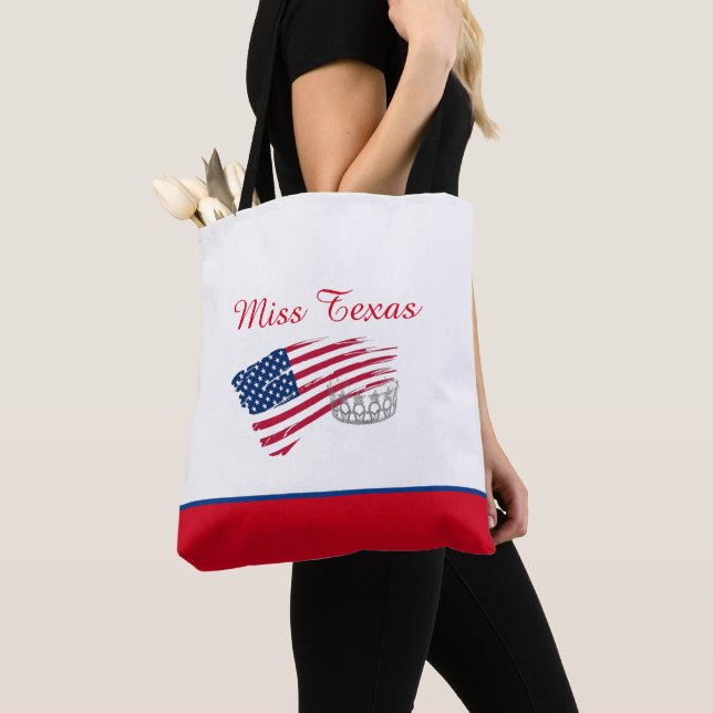 Miss EUA Silver Crown Tote Bag-Medium EUA Bandeira (Close Up)